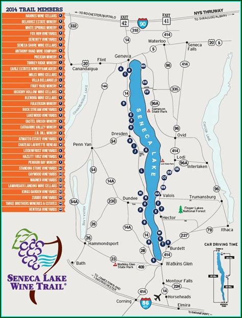Seneca Lake Map of Wineries